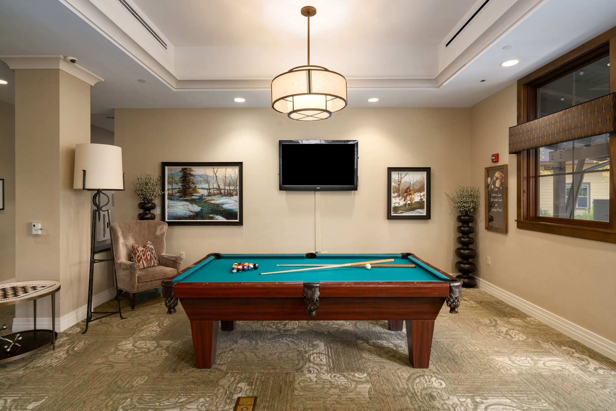 Senior Living Pool Table and Game Room